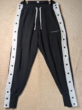 YoungLA Tear Away Joggers Men's Large Black Drawstring Gym Active Confidence EUC
